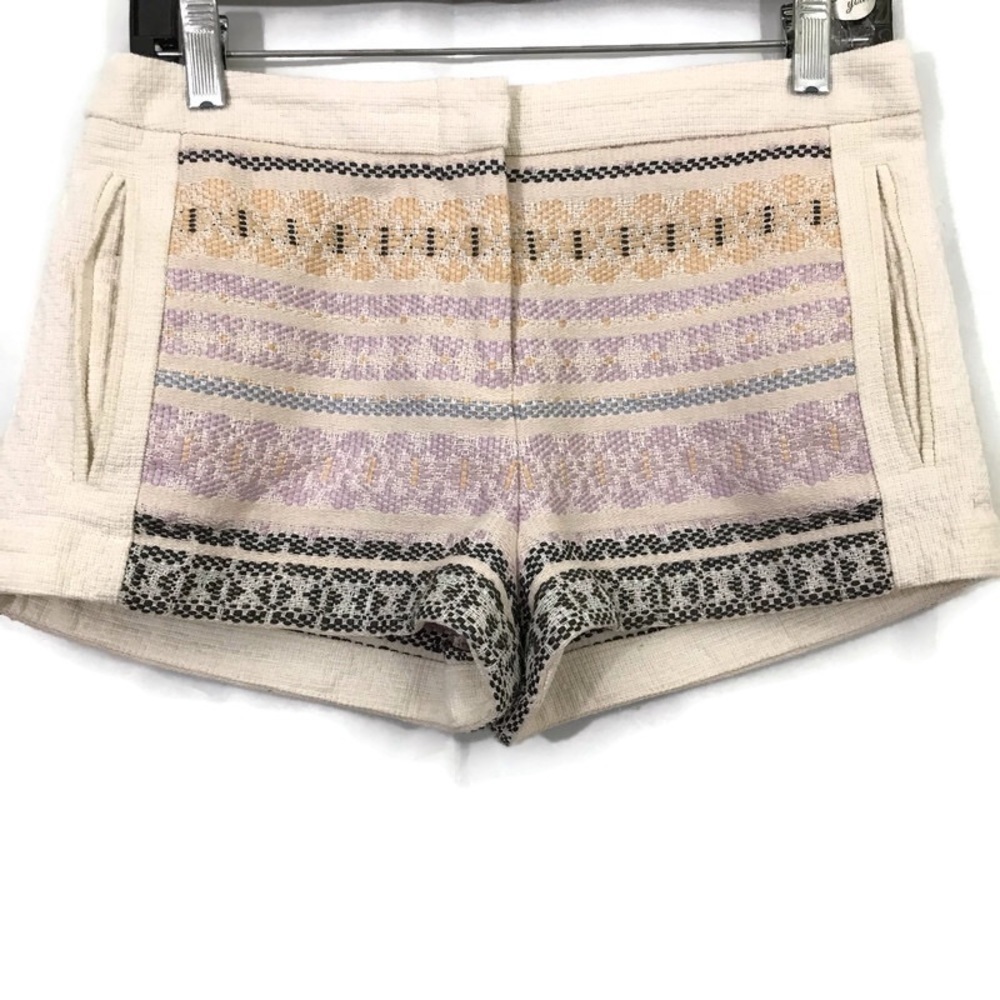 BCBGMaxazria Shorts Trey Style Embroidered Striped Textured